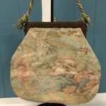 Antique handmade Victorian petit‎ point needlepoint sterling Purse clutch bag Green Photo 4