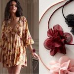 Free People  Sweetheart Flower Choker Burgundy NWT Dainty Bracelet Hair Ethereal Photo 4