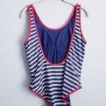 Vineyard Vines  Blue and White Striped Red Trimmed One Piece Swimsuit Photo 4