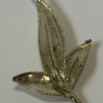 Vintage Gold Tone Brooch Leaf Pin 3 Inch 1950s Costume Jewelry Photo 0