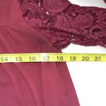 Ann Taylor LOFT Maroon Sheer Lace Sleeve Crewneck Blouse Photo 7