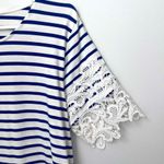 Tommy Hilfiger Blue and White Striped Dress with Lace Design Size Medium Photo 1