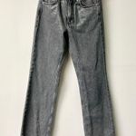 ZARA  Silver Coated High Waisted Denim Straight Jeans Gray Silver Women's US 2 Photo 1