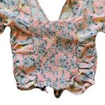 Sophie Rue Women's Ruched Crop Top Dusty Mauve Floral, Size Extra Small Pink Photo 4