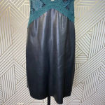 ZARA Dress Faux Leather Crochet Embroidered Slip Mini Black Green Size Small Photo 4