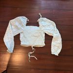 Long sleeve eyelet lace crop top Blue Size XS Photo 3