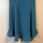 J.Crew Dress Peacock Blue/Teal Sleeveless V Neck Ruffle Hem Fit & Flare Sz 0 EUC Photo 3