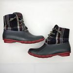 Sperry  Saltwater Duck Boots Womens 10 M Blue Red Wool Plaid Waterproof Rubber Photo 9