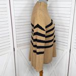 Old Navy  Slouchy Striped Mock Neck Bell Sleeve Sweater Tan Black Small Photo 3