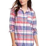Old Navy  White Plaid Combo Classic Pocket Button Down Size Large Photo 0