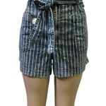 American Eagle  Outfitters High Rise Tie Belted Striped Jean Shorts Plus Size 14 Photo 5