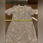 Eliza J  Silver Sequin Sheath Flutter Sleeve Mock Neck cocktail Mini dress 8 NWT Photo 7