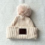 Love Your Melon  Blush Light Pink Knit Cuffed Beanie With Pink Faux Fur Pom Pom Photo 0