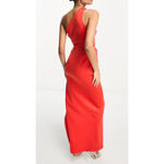 ASOS Design One Shoulder Pleat Detail Dress in Red, Size 14 Photo 1