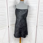 Princess Polly Norman Satin Floral Jacquard Mini Slip Dress Black 4 Photo 1