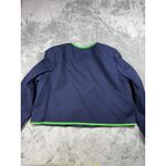 J.Crew Blazer Womens Navy Green Trim Button Front Collarless Jacket Size 18 Photo 9