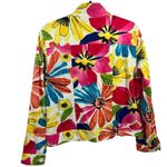 Coldwater Creek  Colorful‎ Floral Denim Zip Front Jacket Size 12 Feminine Artsy Photo 1