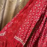 Free People  Cherry Red Boho Lace Nomad Child Mini Peasant Dress Medium Photo 7