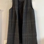 Eileen Fisher Windowpane Wool Sweater Longline Vest Charcoal Plaid Gray Academia Photo 4