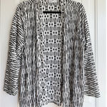 Habitat  Open Front Cardigan‎ Womens XL Geometric Casual Black  Pockets Textured Photo 0
