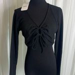 Elodie NWT Black Waffle Print  Long Sleeve Crop Top Photo 0