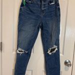 American Eagle Ripped Knee Mom Jeans High Waisted Denim Blue Size 2 Photo 0