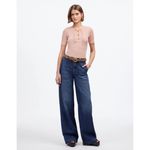 Madewell NWT  Ribbed Lace-Up Short-Sleeve Tee - Size XL Photo 1