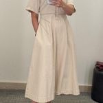 ROSETTA GETTY x RTR Beige Twill Collared Short Sleeve Bone Stitching Dress 0 Photo 13