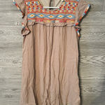Savanna jane tan Aztec embroidered ruffle cap sleeve mini Dress‎ Medium Brown Photo 0