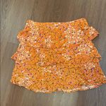 Floral Orange Tiered Ruffle Skirt Photo 1