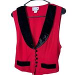 Scarlett Vest Womens Size Black Red Vintage Velvet Button Front Sleeveless Retro Photo 0