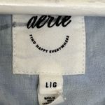 Aerie  Rock 'n' Ruffle Mini Sundress V-Neck Cotton 3/4 Sleeve Baja Blue Size L Photo 9