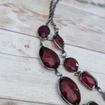 Vintage Necklace Dark Red and Dark Silver Tone / Grey Statement Necklace Photo 2
