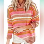 Aerie  Tan & Pink Striped Turtleneck Sweater NEW Photo 1