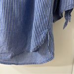 BeachLunchLounge Blue & White Seersucker Off-Shoulder Relaxed Blouse, Size L Photo 4