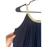 Nina Leonard Navy Blue Gold Trim Sleeveless Chic Swing Dress Women Sz M Photo 5