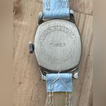 Timex Ladies Watch Vintage Mechanical Winding New Blue Strap White Round Dial Photo 5