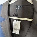 Worth New York Knit Blazer Size XL Navy Blue Brown Side Zipper Collar Pocket New Photo 1