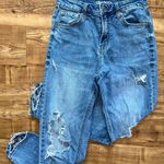 Wild Fable Light Wash Denim Heavily Exposed Distressed High Rise Mom Jeans 0 Photo 0