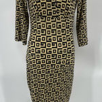 Niche geometric print vintage dress, black and gold, size small Black Photo 0