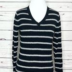 Merona  Black & Gray Striped V Neck Pullover Sweater Top Size Small Photo 8