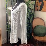 Free People  Minty Blue Open Knit Long Sleeve V-neck Sweater Photo 1