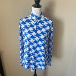 Ibkul Womens Blue Golf Top Long Sleeve Mesh Athletic Large Photo 2