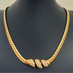 Christian Dior Vintage CD Gold Tone Pave Crystal Enamel Statement Necklace 34g. Photo 3