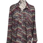 kim rogers  Chevron Sheer Blouse Y2k Western Southwestern Cowgirl Rodeo Boho XL Photo 0