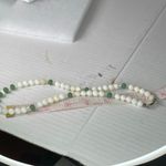Mother of Pearl , Jade, Crystal necklace. White Photo 6