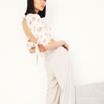 Bardot Printed Tie Back Top in Beige Floral Size Extra Small Photo 2