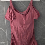 Victoria's Secret  Mauve Pink Built In Bra Top Off Shoulder Sleeve Ruched Size M Photo 0