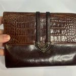 Brighton croc embossed leather clutch brown 8β x 5.75β Photo 0