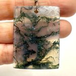 Moss agate sterling silver pendant necklace Green Photo 11